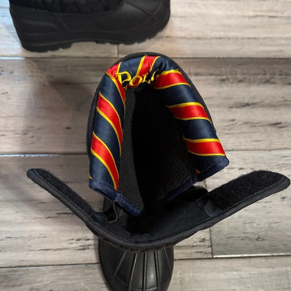Polo by Ralph Lauren Black Kids Winter Boots with Red Logo